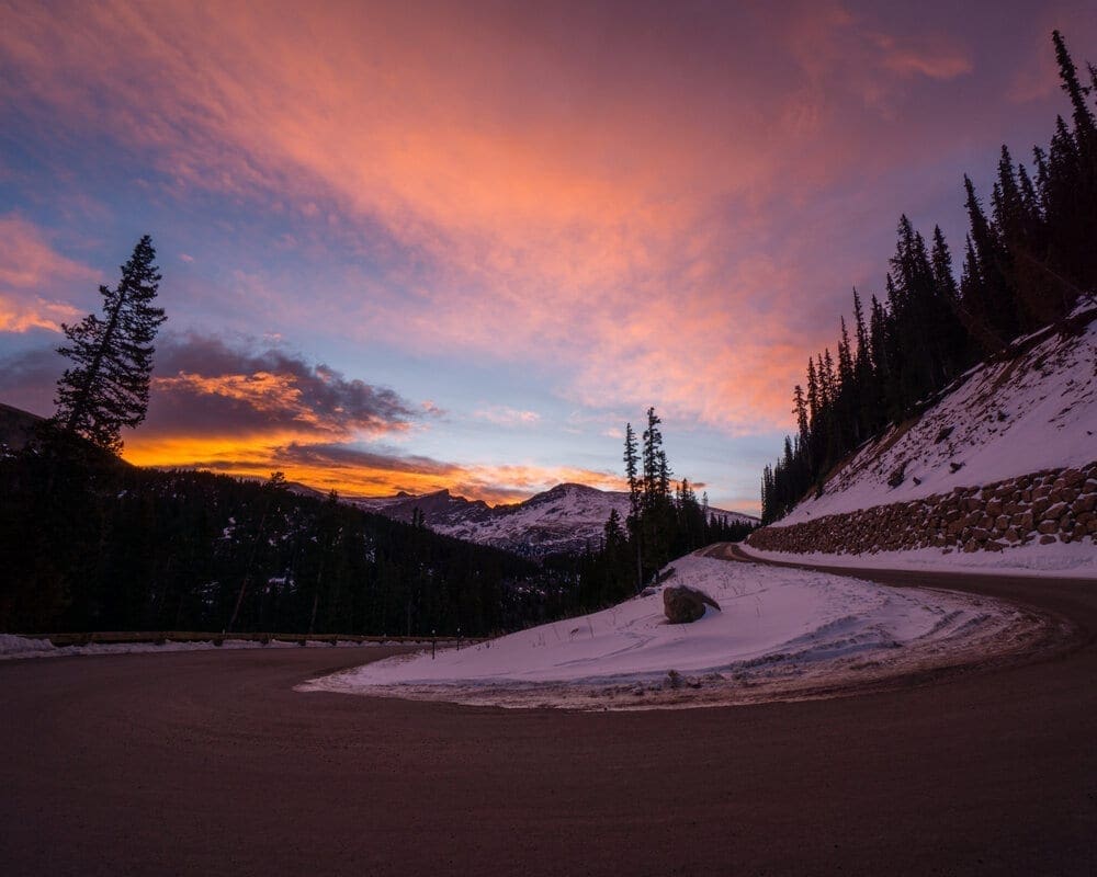 Guanella Pass Scenic Byway at sunrise.