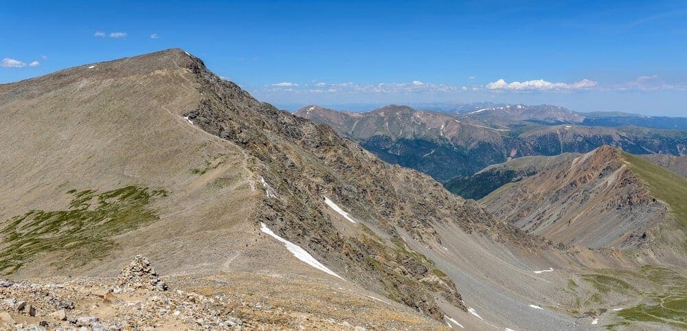 Photo 7: View of steep south slopes of Torreys Peak (14,275 ft), seen from summit of Grays Peak (14,278 ft).