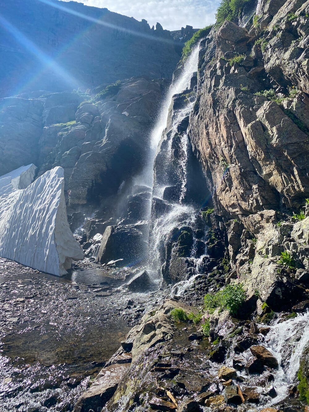 Photo 11: Light rays shine on Timberline Falls. Photo by Brian Hamilton.