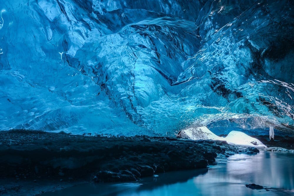One of the beautiful ice caves within the Mendenhall Glacier