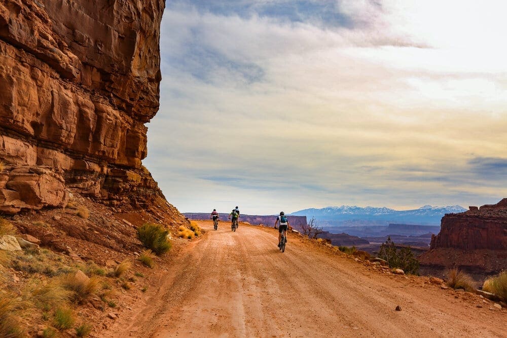 Cycling on the white rim trail near Moab, Utah