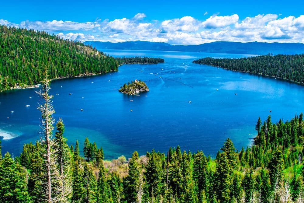 Lake Tahoe the largest alpine lake in the United States, and the second deepest lake.