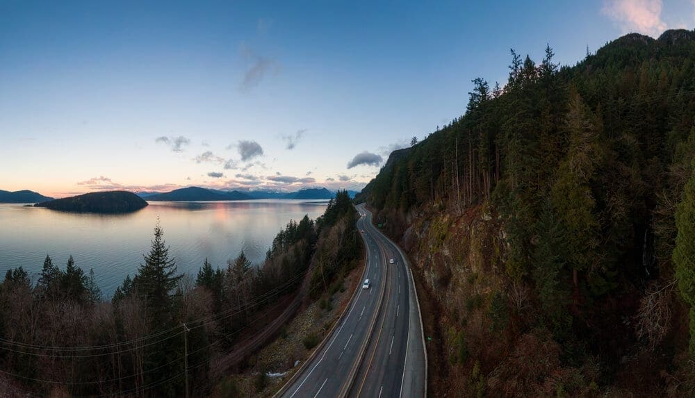 Take a drive north of Vancouver on the Sea to Sky Highway, along Howe Sound near Horseshoe Bay to Squamish, British Columbia
