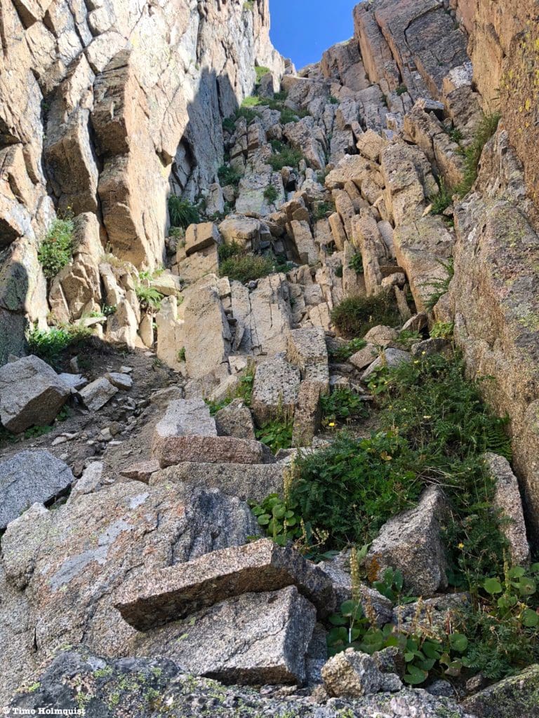 Another longer section of Class 3 scrambling on broken rocks above you.
