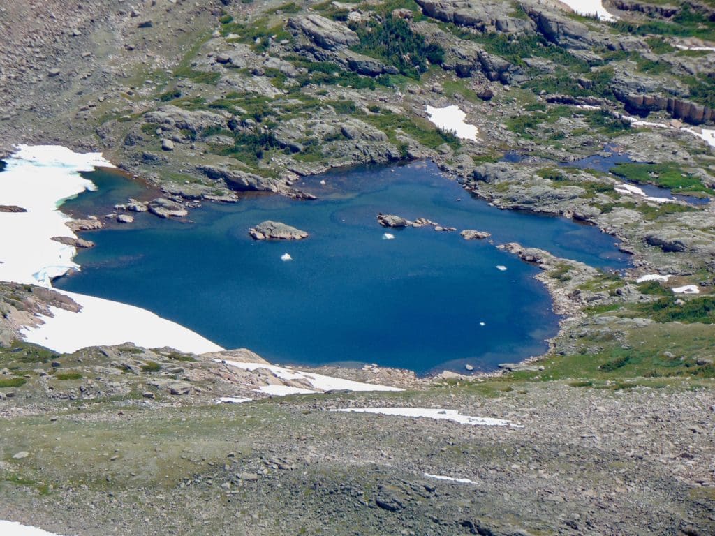 Another perspective of Snowbank Lake, taken in early July.