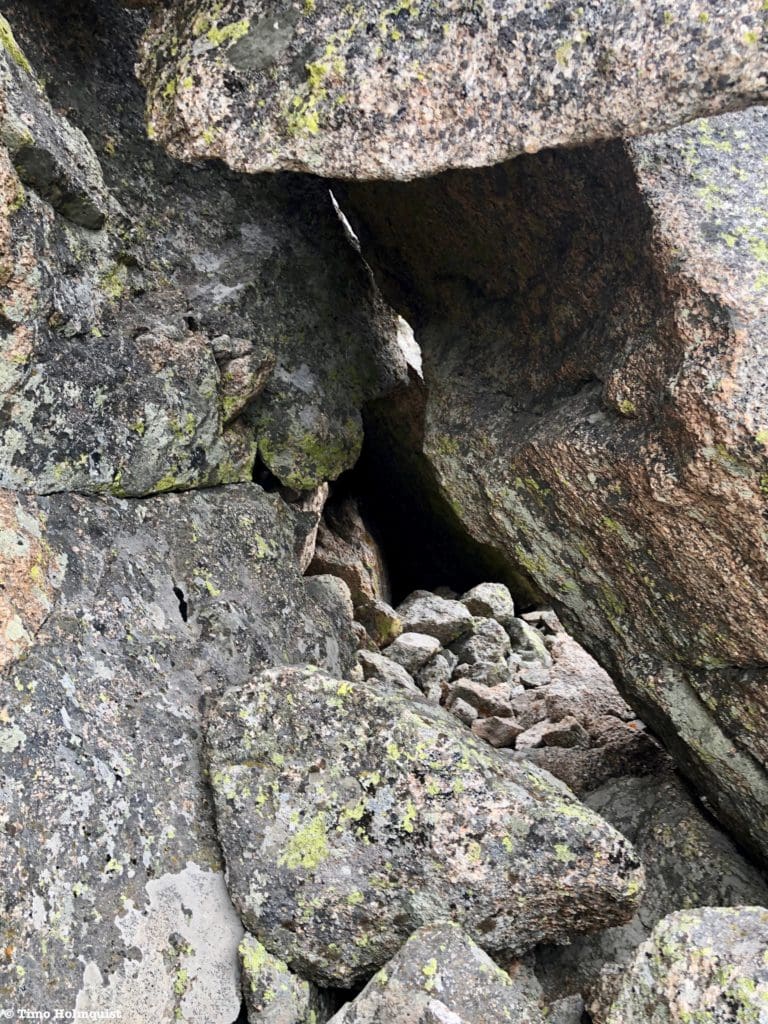 The cave sneak. This route is workable but probably uncomfortable if you have a bigger pack on.