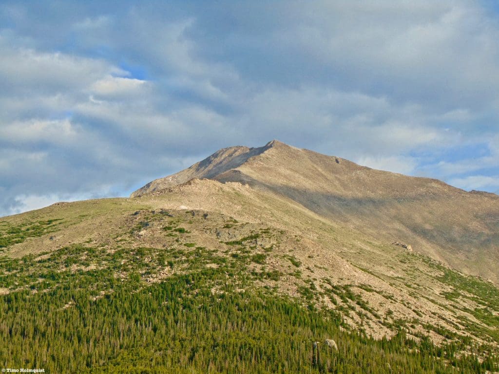 Looking west to the massive Mount Meeker from the summit of Lookout Mountain.