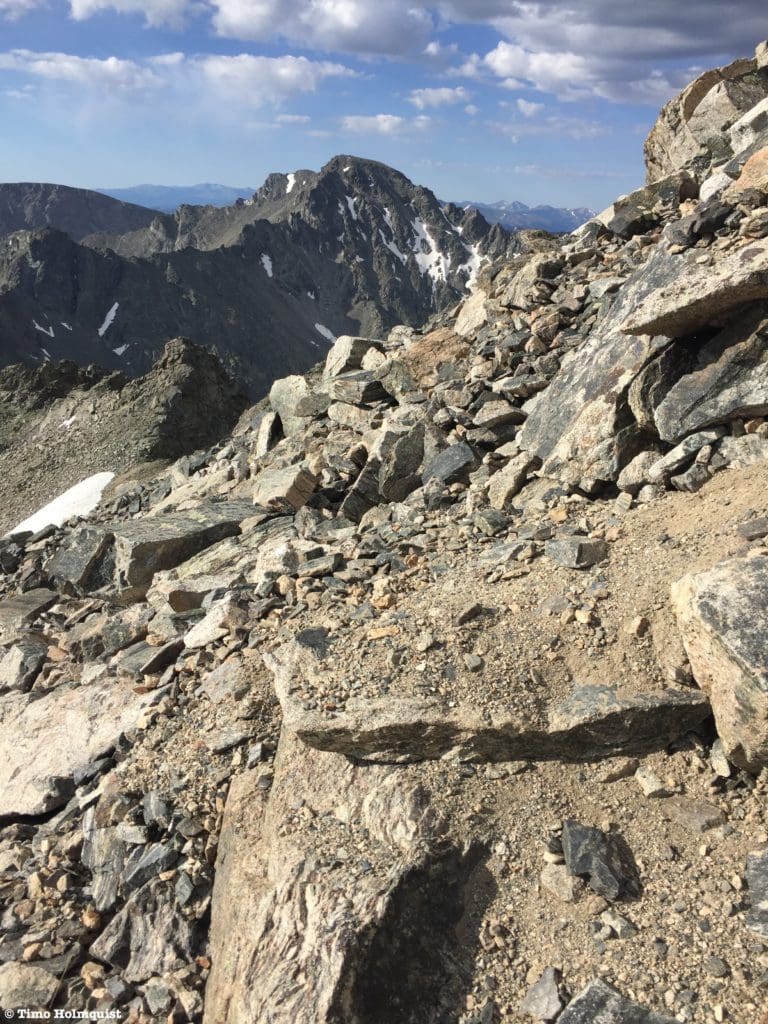 An example of what the terrain looks like below the summit block.